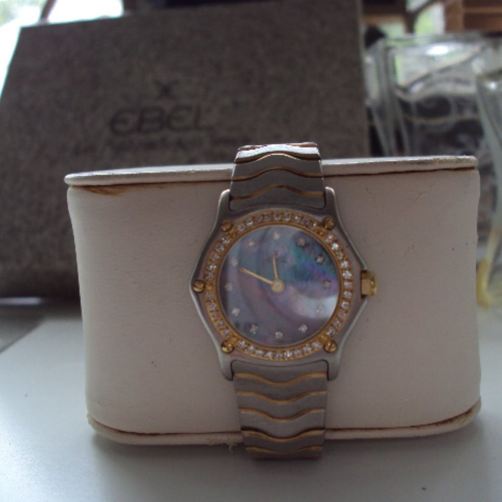EBEL THE WAVE STAINLESS STEEL 18k GOLD MOTHER OF PEARL AND DIAMONDS